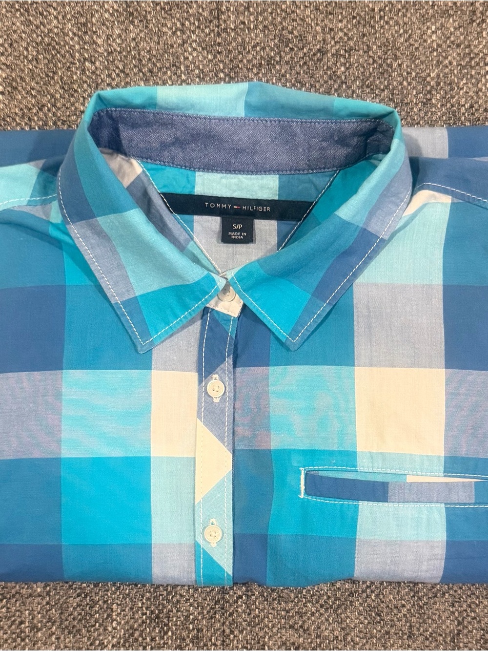 Tommy Hilfiger Women’s Blue Multi-Check Button-Down Shirt